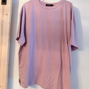 Casual Oversized Short Sleeve Tee - Light Mauve